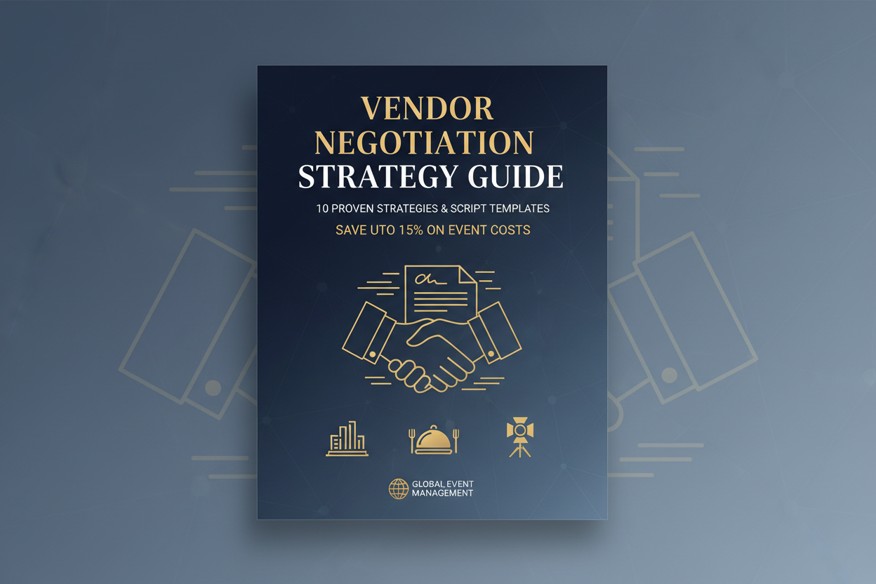 Vendor Negotiation Strategy Guide E-book/PDF. A quick-read guide containing 10 proven strategies and script templates for negotiating contracts with venues, caterers, and AV companies to save up to 15% on event costs.