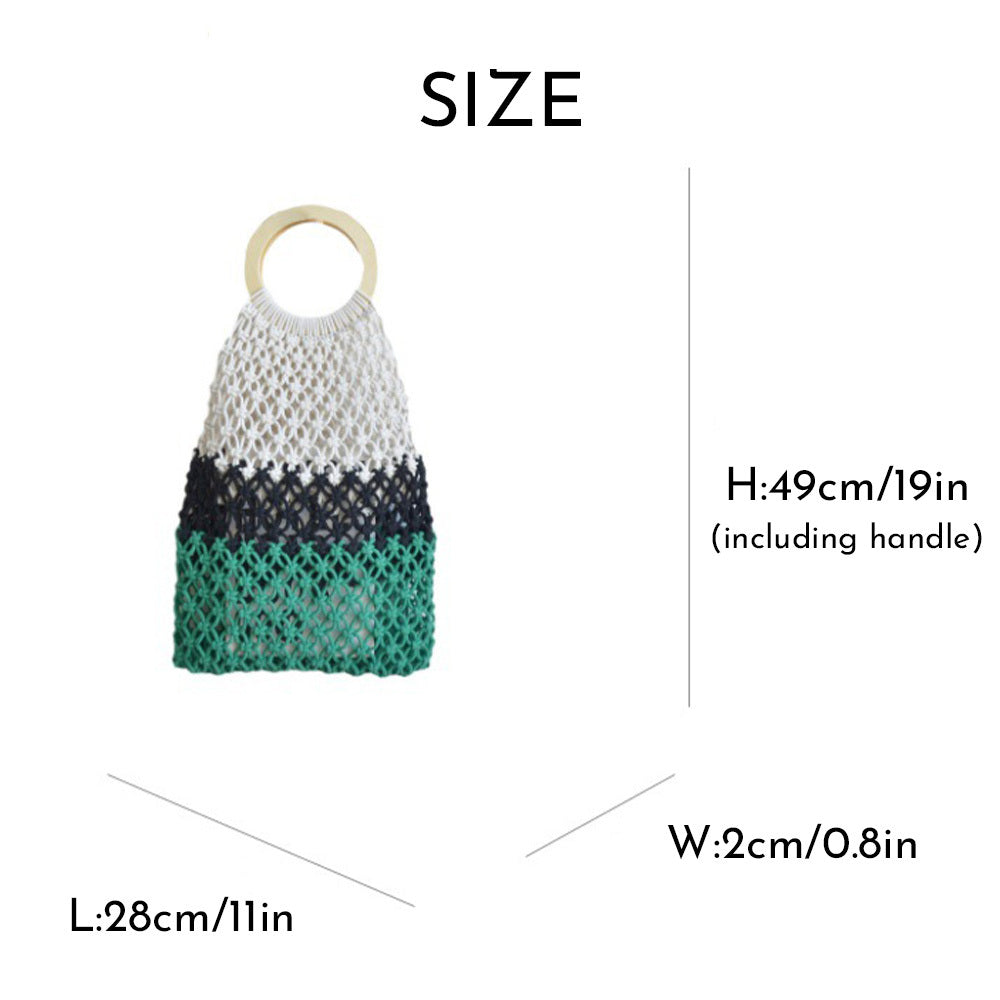 2024 New Coarse Cotton Rope Woven Bag Handbags Women Fashion Casual Vacation Beach Tote Bag Simple Straw Shoulder Bags Summer Personality Sense Of Luxury Simple Small Tote For Women